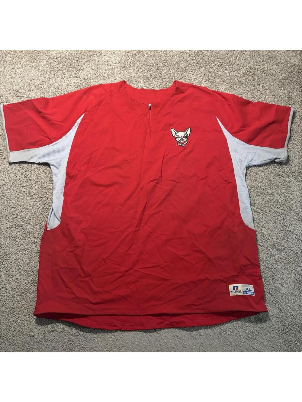 Russell El Paso Chihuahuas Red Jacket Short Sleeve Men’s XL Warm Up 1/4 Zip MILB